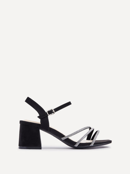 Mariah Wide Fit Black Diamante Heels