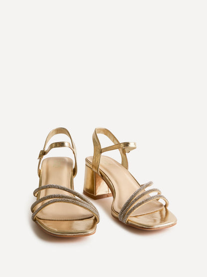 Mariah Wide Fit Gold Diamante Heels