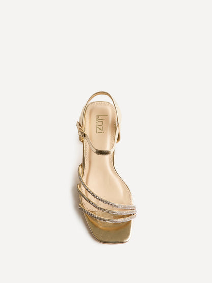 Mariah Wide Fit Gold Diamante Heels