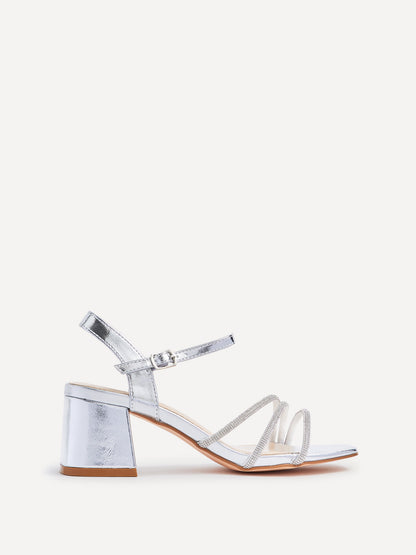 Mariah Wide Fit Silver Diamante Heels