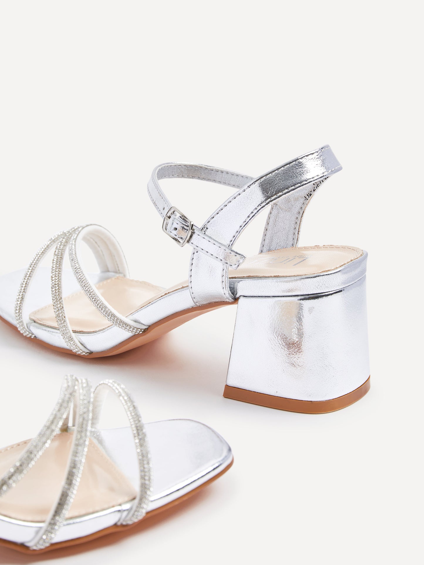 Mariah Wide Fit Silver Diamante Heels