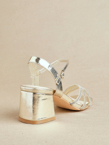 Mariah Wide Fit Gold Diamante Heels