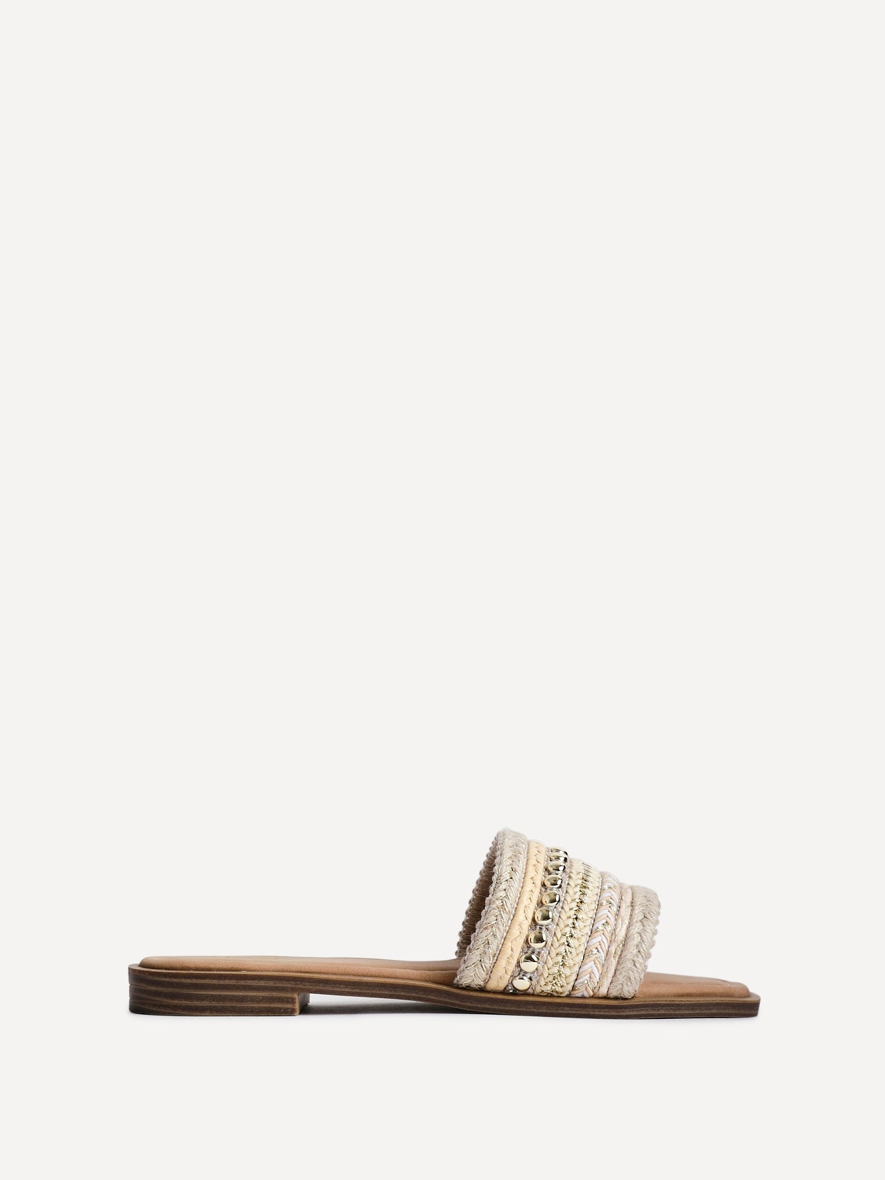 Mariel Natural Embellished Flat Sandals