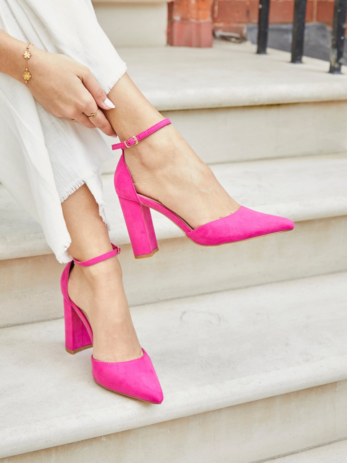 Marlie Pink Faux Suede Court Heels