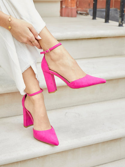 Marlie Pink Faux Suede Court Heels