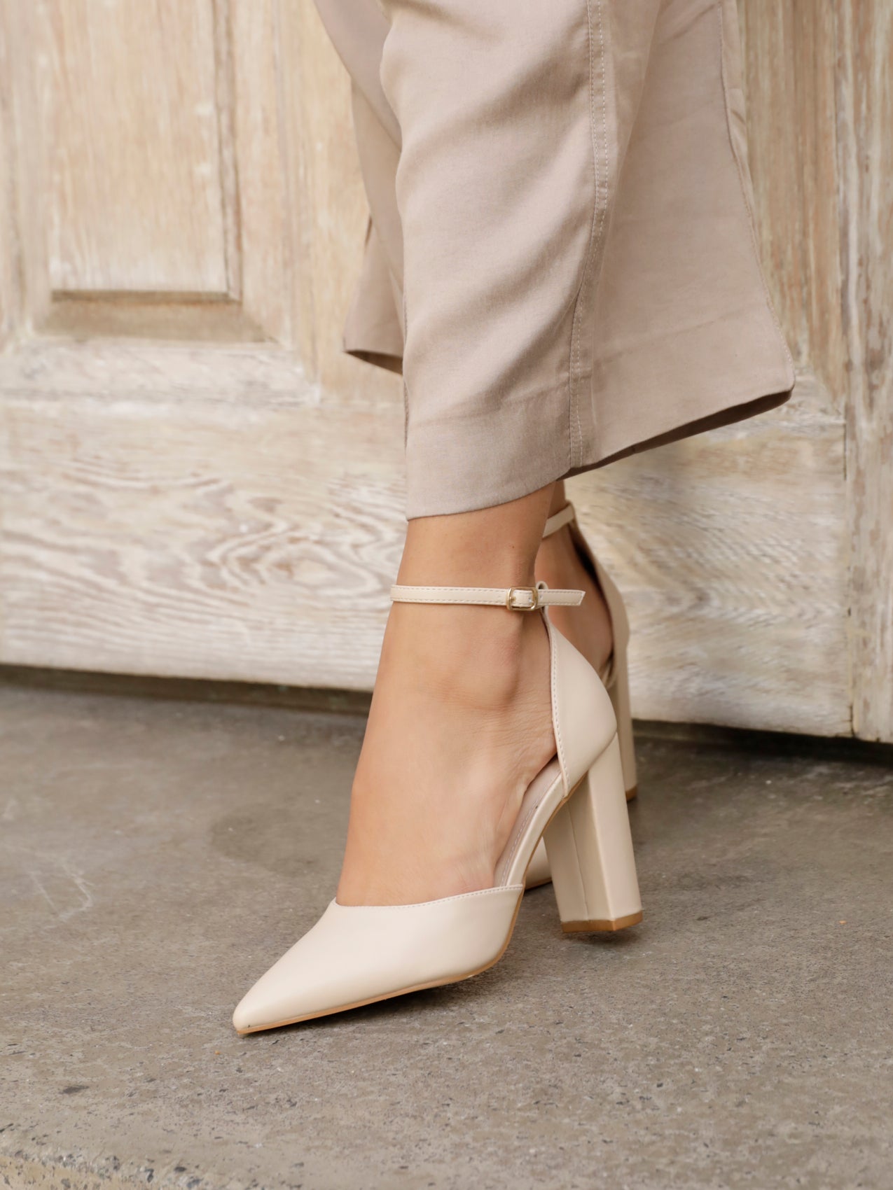 Marlie Nude Faux Leather Court Heels