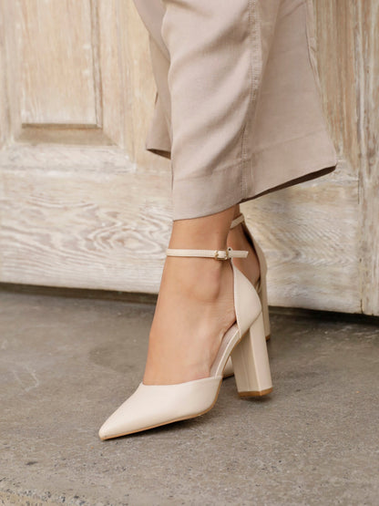 Marlie Nude Faux Leather Court Heels