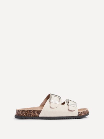 Marlow Beige Western Buckle Sandals