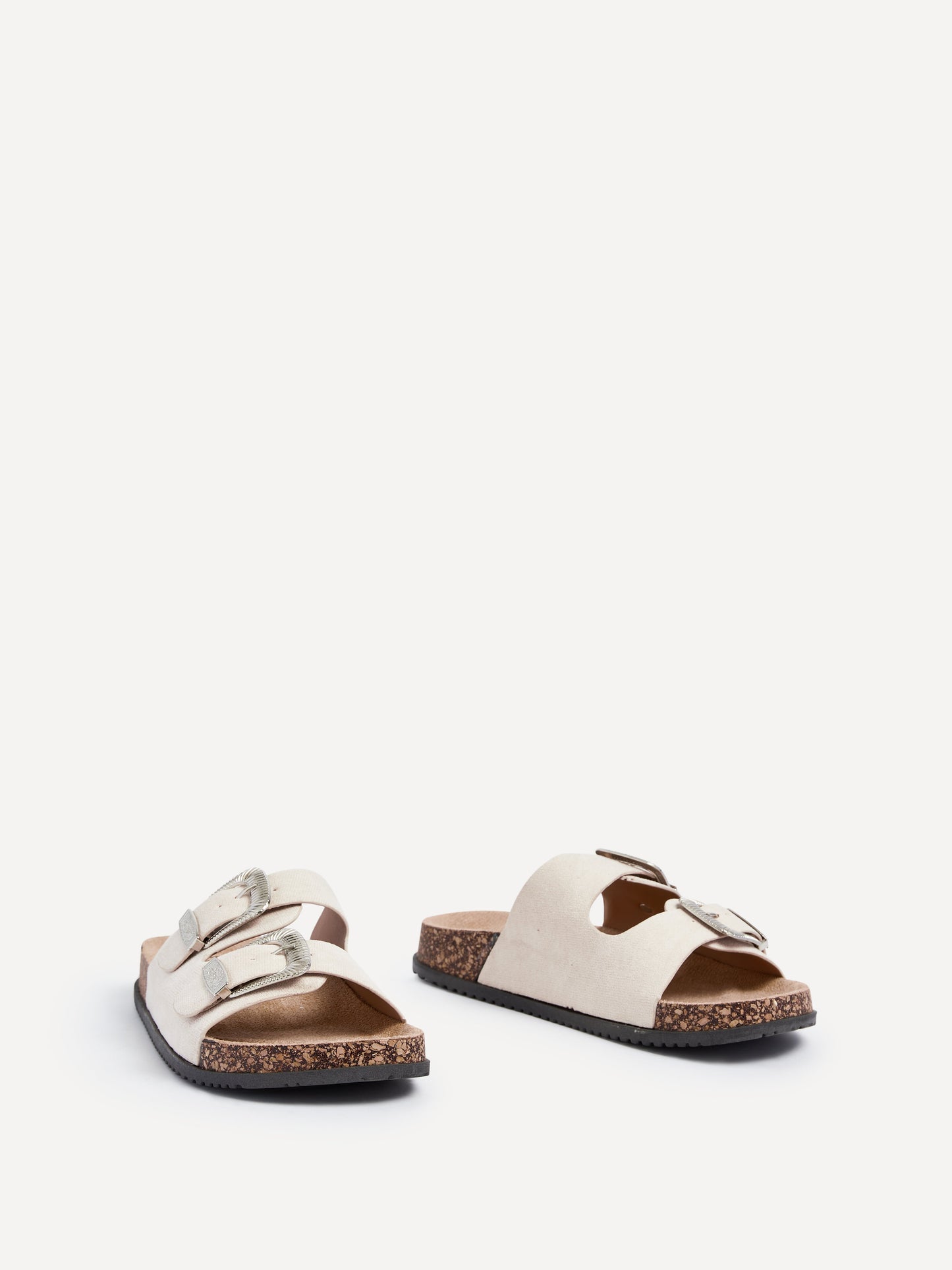 Marlow Beige Western Buckle Sandals
