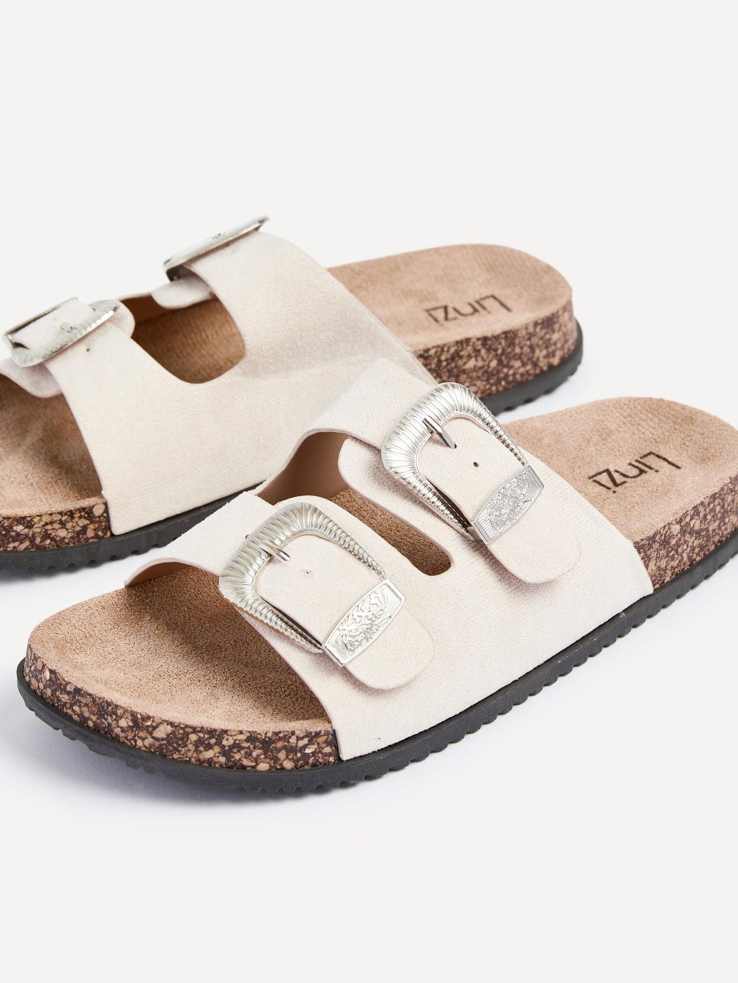 Marlow Beige Western Buckle Sandals