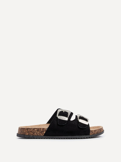 Marlow Black Western Buckle Sandals