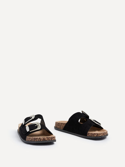 Marlow Black Western Buckle Sandals