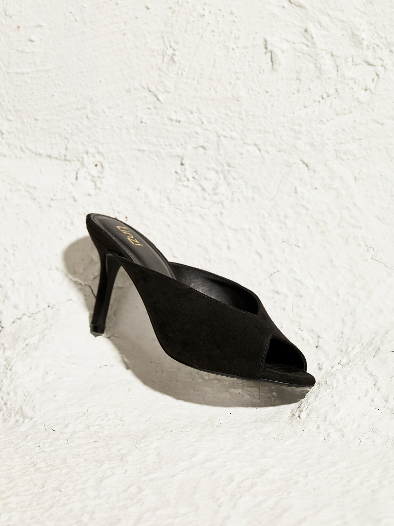 Marseille Black Peep Toe Mule Heels