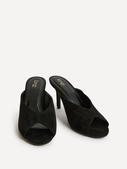 Marseille Black Peep Toe Mule Heels