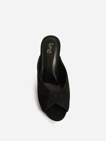 Marseille Black Peep Toe Mule Heels
