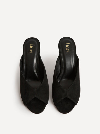 Marseille Black Peep Toe Mule Heels