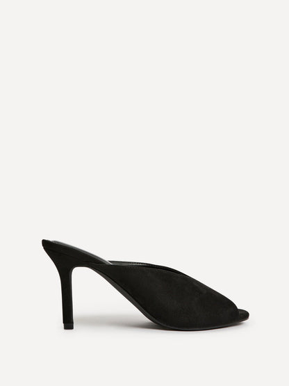 Marseille Black Peep Toe Mule Heels