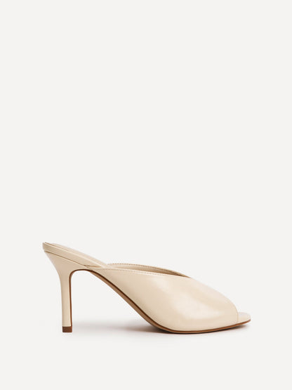 Marseille Ivory Peep Toe Mule Heels