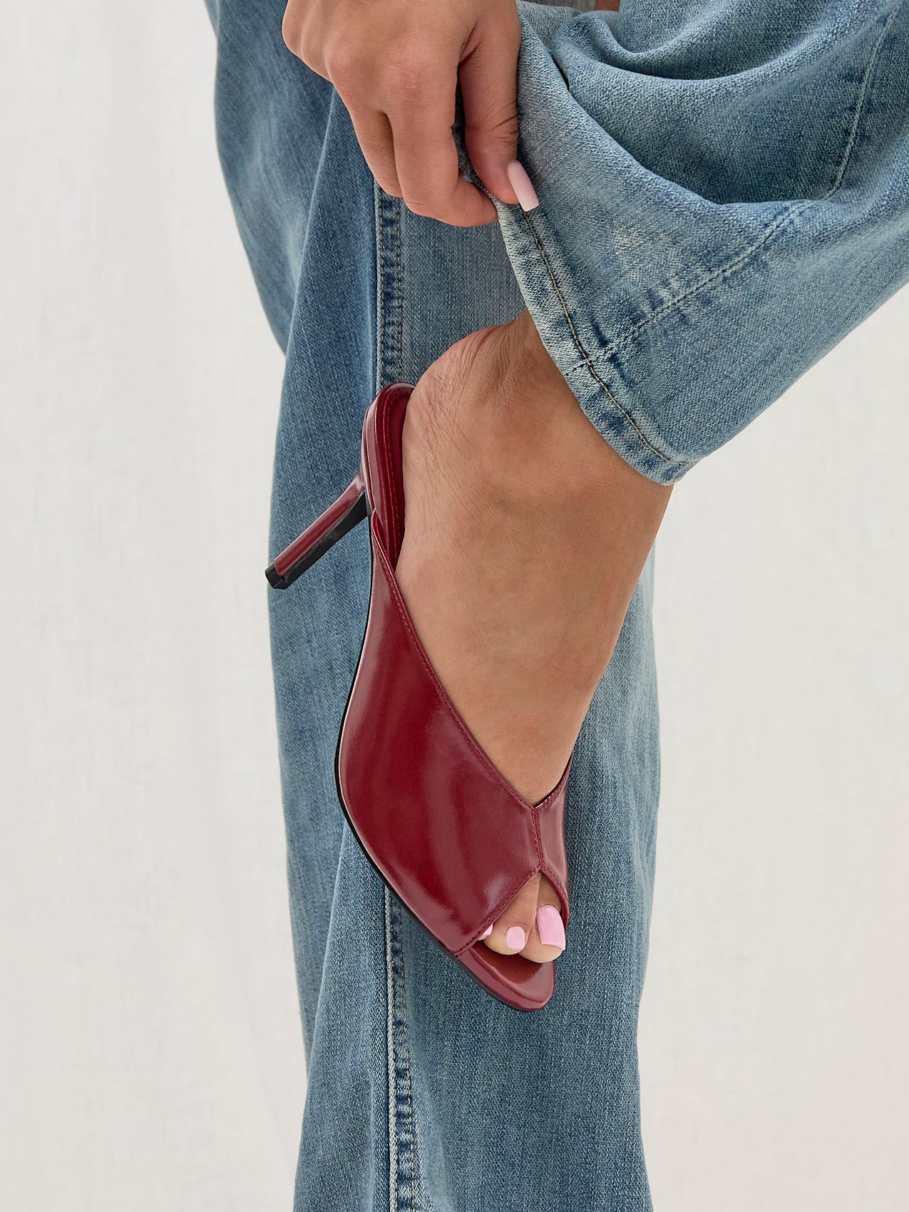 Marseille Red Peep Toe Mule Heels