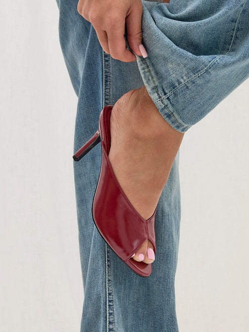 Marseille Red Peep Toe Mule Heels