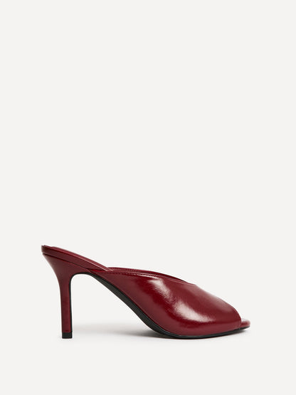 Marseille Red Peep Toe Mule Heels