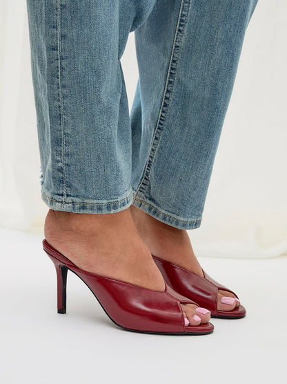 Marseille Red Peep Toe Mule Heels