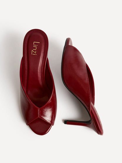 Marseille Red Peep Toe Mule Heels