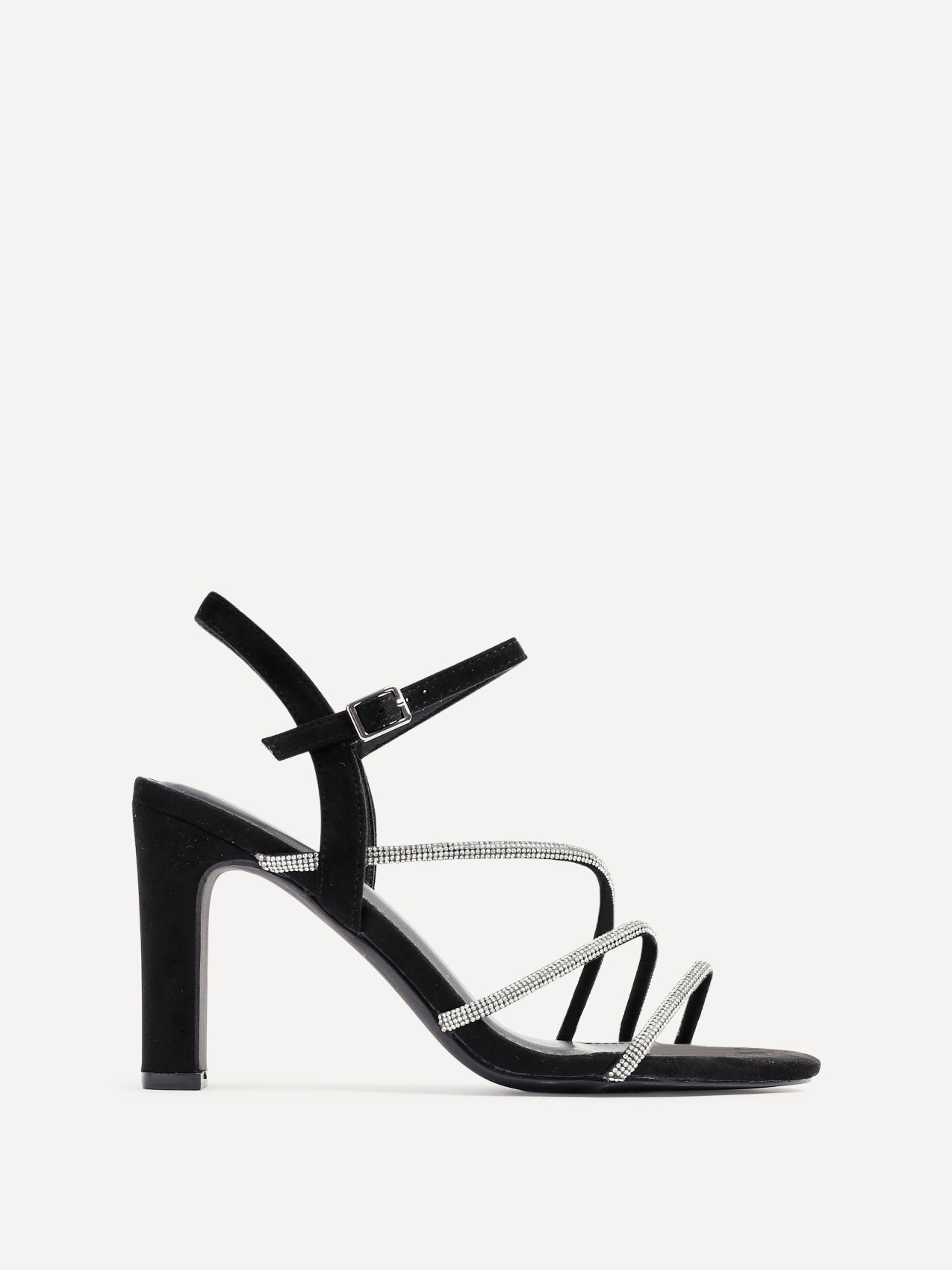 Matilda Black Diamante Block Heels