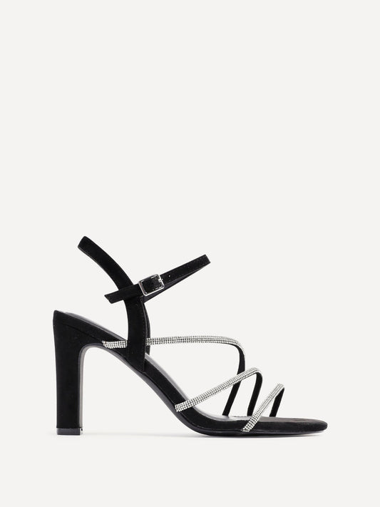 Matilda Black Diamante Block Heels