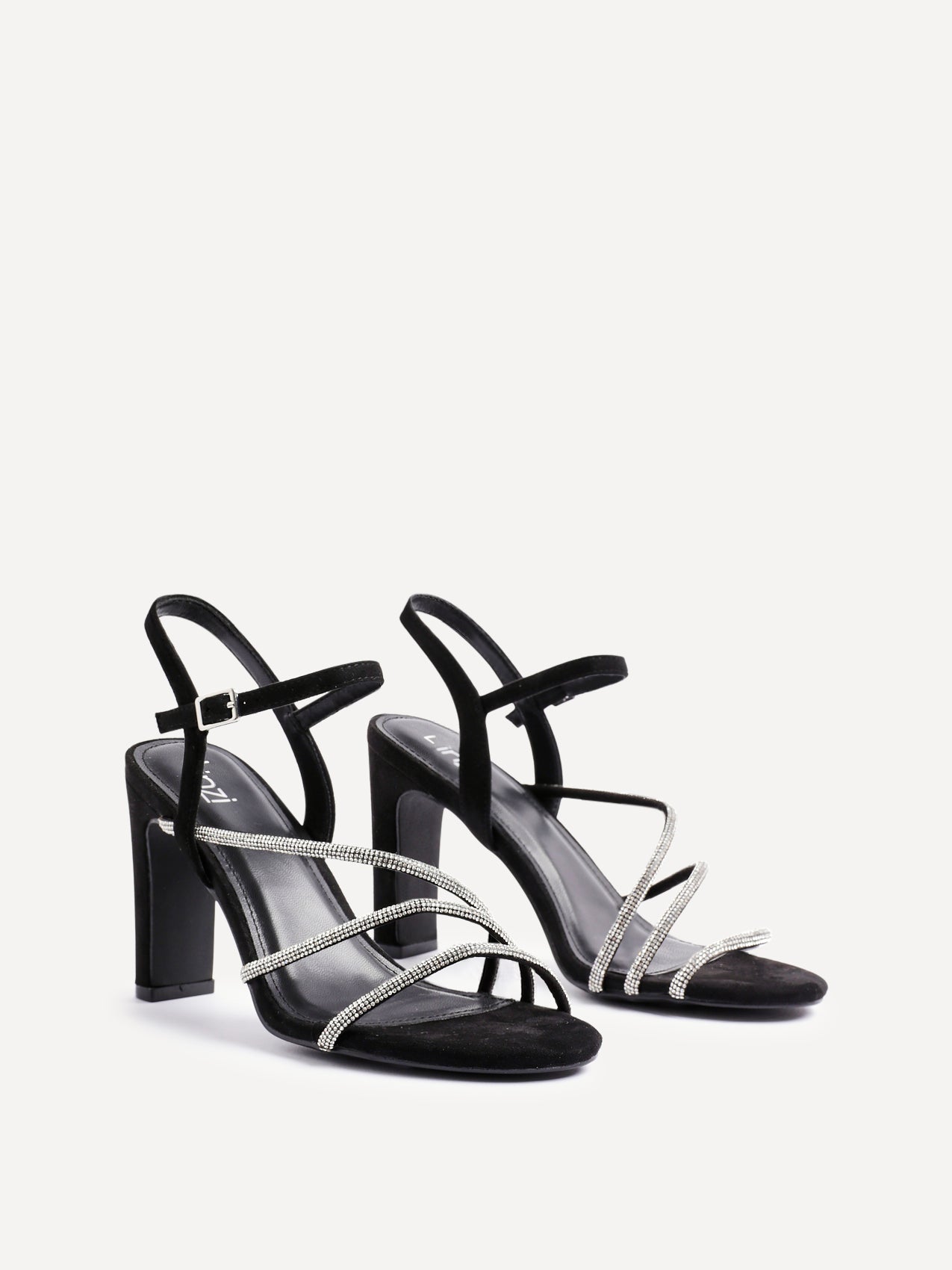Matilda Black Diamante Block Heels