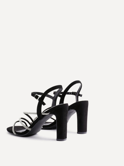 Matilda Black Diamante Block Heels