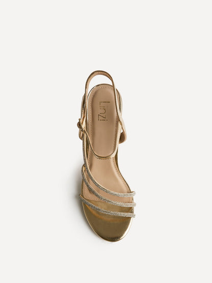 Matilda Gold Diamante Block Heels