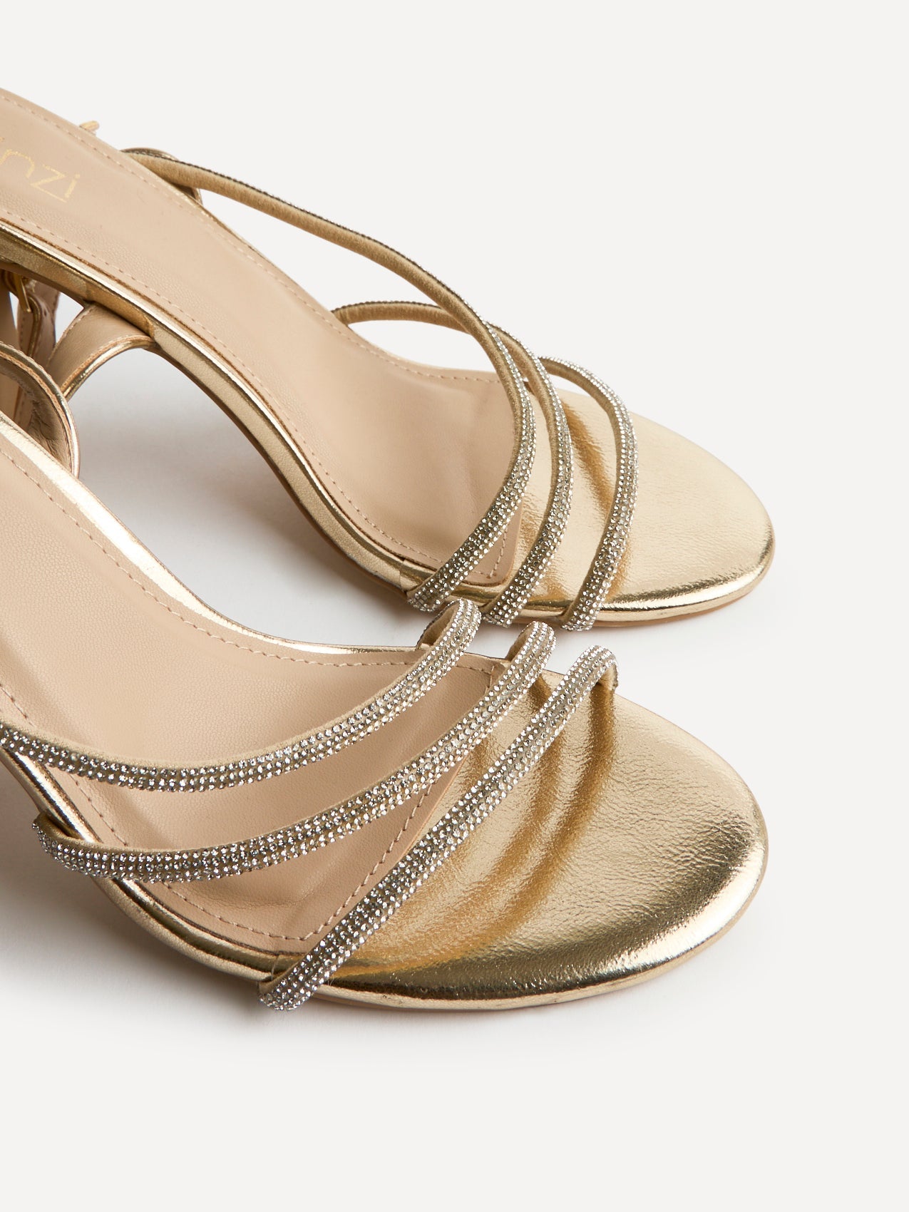 Matilda Gold Diamante Block Heels