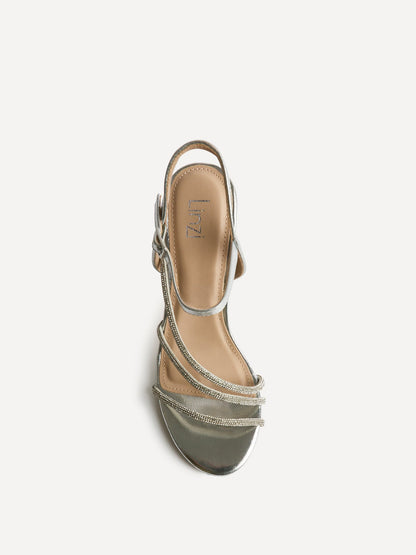 Matilda Silver Diamante Block Heels