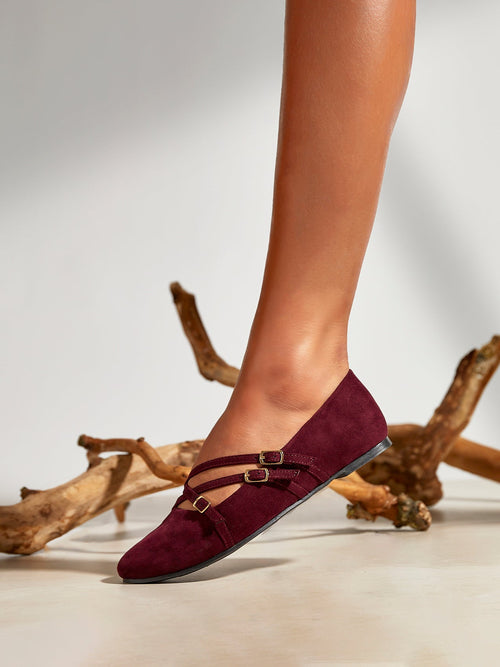 Matrix Burgundy Mary Jane Flats