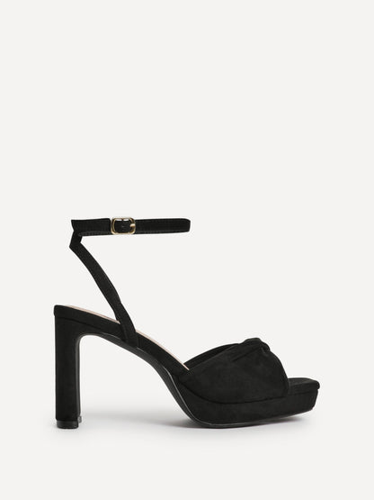 Mavie Black Platform Heeled Sandals