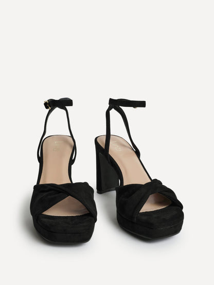 Mavie Black Platform Heeled Sandals