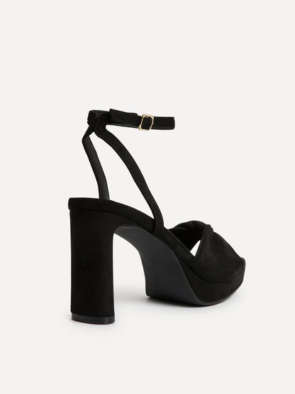 Mavie Black Platform Heeled Sandals
