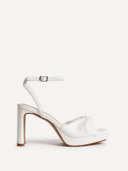 Mavie White Platform Heeled Sandals