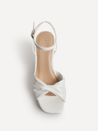 Mavie White Platform Heeled Sandals