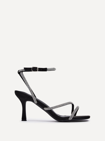 Mayfair Black Diamante Heeled Sandals