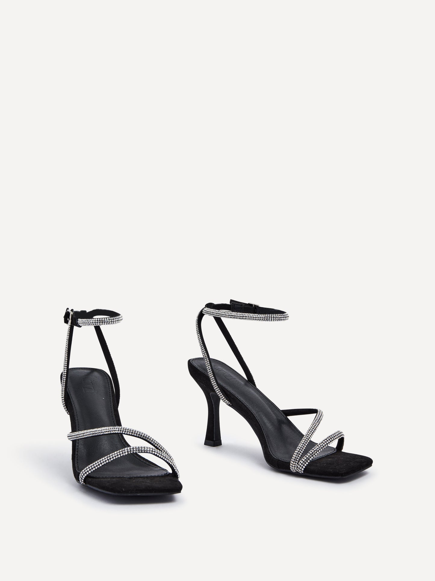 Mayfair Black Diamante Heeled Sandals