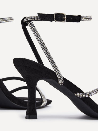 Mayfair Black Diamante Heeled Sandals