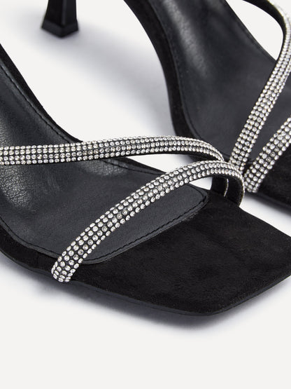 Mayfair Black Diamante Heeled Sandals