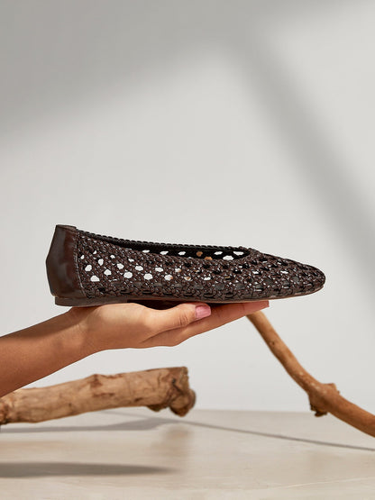 Melina Brown Handwoven Ballet Flats