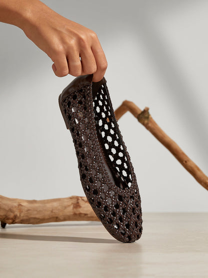Melina Brown Handwoven Ballet Flats