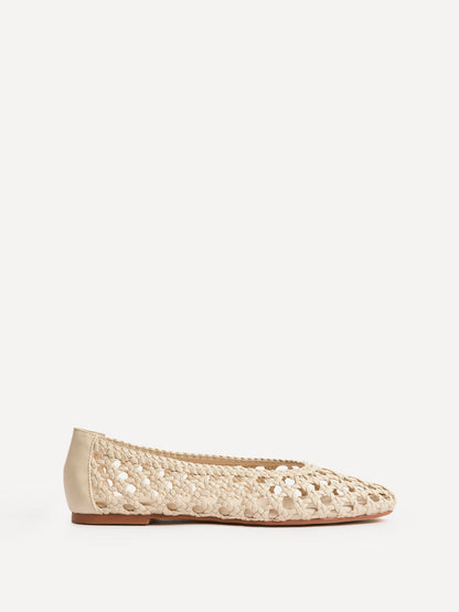 Melina Ivory Handwoven Ballet Flats