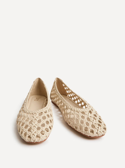 Melina Ivory Handwoven Ballet Flats