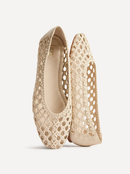 Melina Ivory Handwoven Ballet Flats