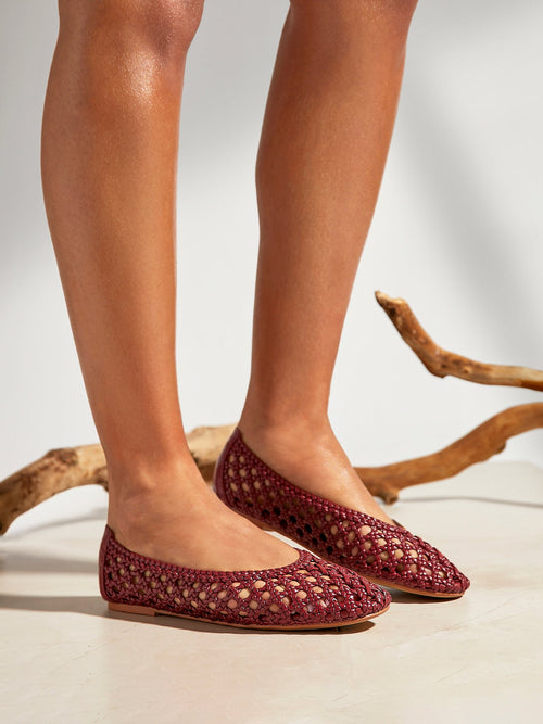 Melina Red Handwoven Ballet Flats